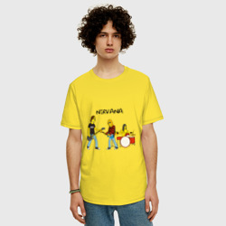 Мужская футболка хлопок Oversize Nirvana в стиле Simpsons - фото 2