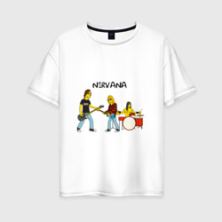 Женская футболка хлопок Oversize Nirvana в стиле Simpsons