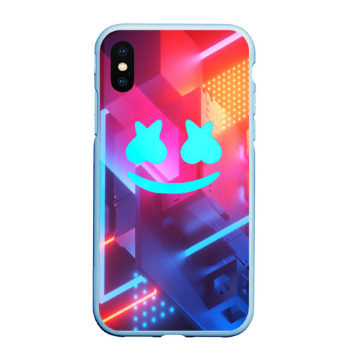 Чехол для iPhone XS Max матовый Marshmello, цвет голубой