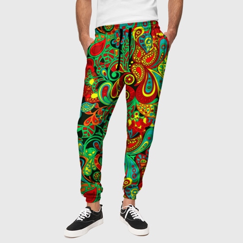 Мужские брюки 3D Цветочный орнамент, цвет 3D печать - фото 4