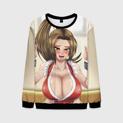 Мужской свитшот 3D Май Сирануи boobs -  sexy ahegao, цвет черный