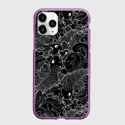 Чехол для iPhone 11 Pro матовый Карпы кои графика