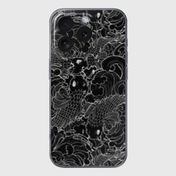 Чехол для iPhone 16 Pro Max силиконовый с защитой камеры Карпы кои графика