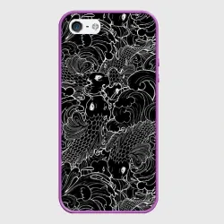 Чехол для iPhone 5/5S матовый Карпы кои графика