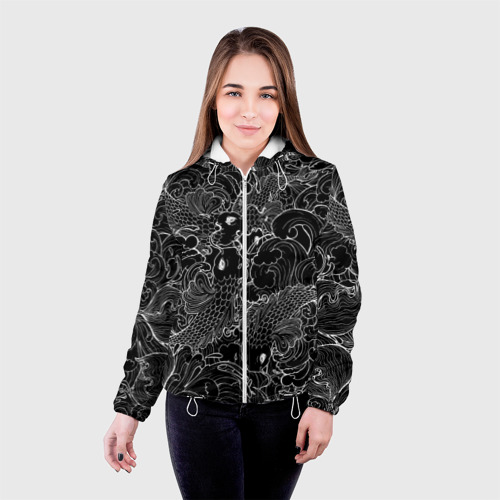 Женская куртка 3D с принтом Карпы кои графика, фото на моделе #1