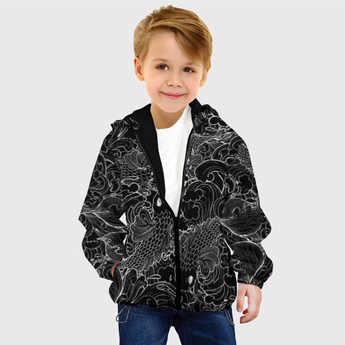 Детская куртка 3D Карпы кои графика, цвет черный - фото 3
