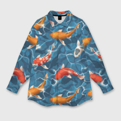 Карпы кои на мелководьи – Мужская рубашка oversize 3D с принтом купить