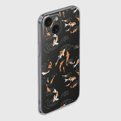 Чехол для iPhone 15 силиконовый с защитой камеры Карпы кои на черном - фото 2