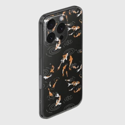 Чехол для iPhone 16 Pro силиконовый с защитой камеры Карпы кои на черном - фото 2