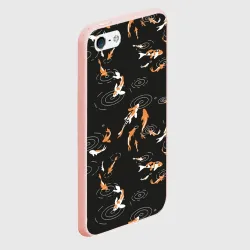 Чехол для iPhone 5/5S матовый Карпы кои на черном - фото 2