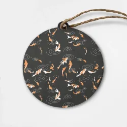 Деревянная игрушка круг Карпы кои на черном