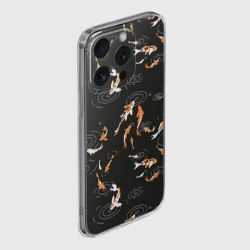 Чехол для iPhone 15 Pro силиконовый с защитой камеры Карпы кои на черном - фото 2