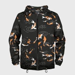 Мужская ветровка 3D Карпы кои на черном