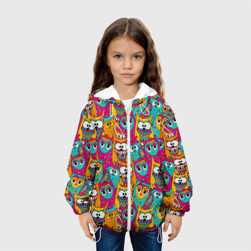 Детская куртка 3D Совы разноцветные, цвет белый - фото 4