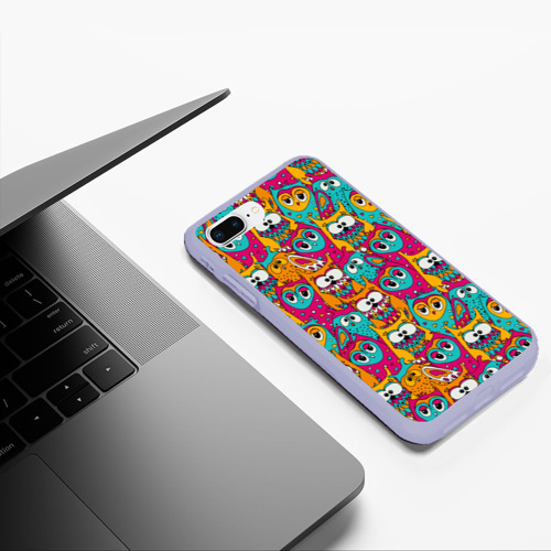 Чехол для iPhone 7Plus/8 Plus матовый с принтом Совы разноцветные, фото #5