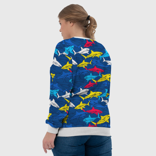 Женский свитшот 3D Разноцветные акулы, цвет 3D печать - фото 7