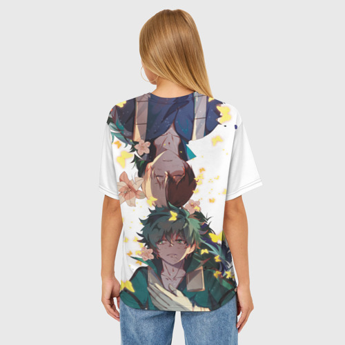 Женская футболка oversize 3D My Hero Academia парни с цветами, цвет 3D печать - фото 4