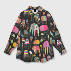 Яркие мультяшные медузы – Мужская рубашка oversize 3D с принтом купить