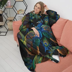 Плед с рукавами Павлины - вышивка гладью - фото 2