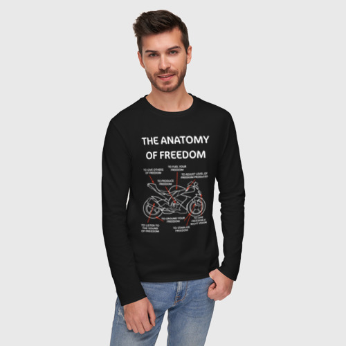 Мужской лонгслив хлопок The anatomy of freedom, цвет черный - фото 3