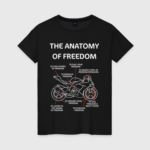 Женская футболка хлопок The anatomy of freedom, цвет черный