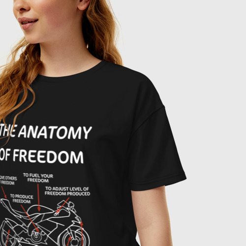 Женская футболка хлопок Oversize с принтом The anatomy of freedom, фото на моделе #1