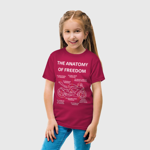 Детская футболка хлопок The anatomy of freedom, цвет маджента - фото 5