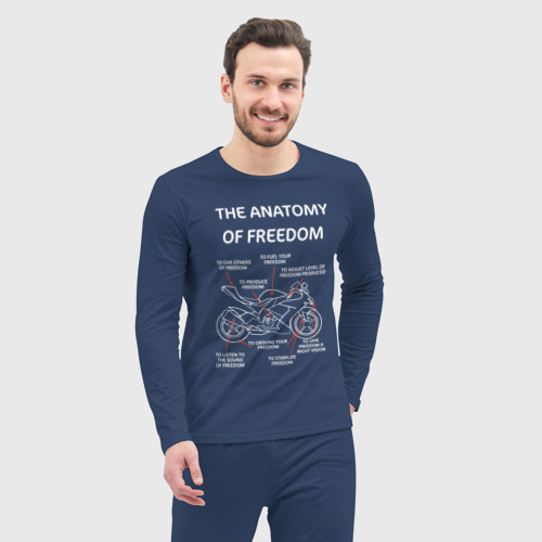 Мужская пижама с лонгсливом хлопок The anatomy of freedom, цвет темно-синий - фото 5