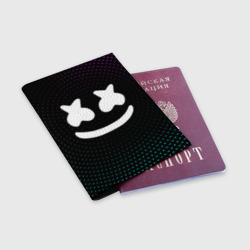 Обложка для паспорта матовая кожа Marshmello Black - фото 2