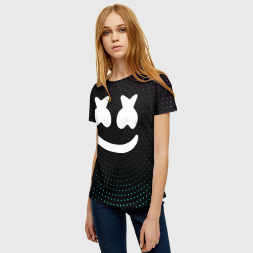 Женская футболка 3D с принтом MARSHMELLO Black, фото на моделе #1