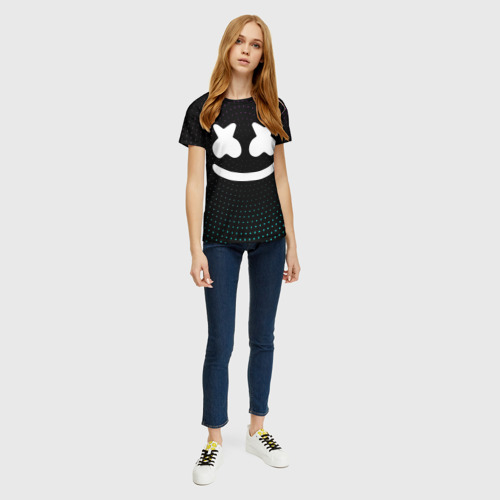 Женская футболка 3D с принтом MARSHMELLO Black, вид сбоку #3