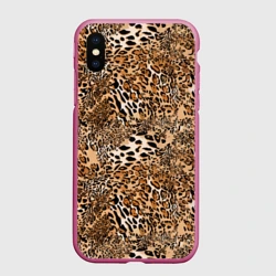 Чехол для iPhone XS Max матовый Леопард - шкура