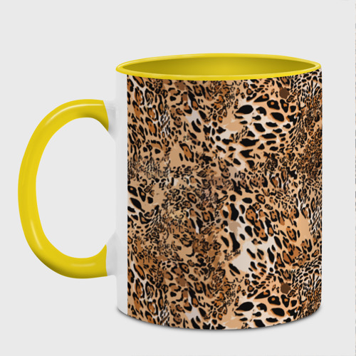 Кружка с полной запечаткой Леопард, цвет белый + желтый - фото 2
