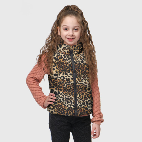 Детский жилет утепленный 3D Леопардовыц паттерн, цвет черный - фото 3