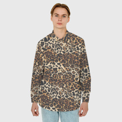 Мужская рубашка oversize 3D Леопардовыц паттерн - фото 2