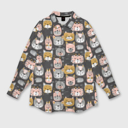 Коты и рыбки – Мужская рубашка oversize 3D с принтом купить