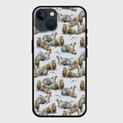 Чехол для iPhone 14 Моржи - семейство