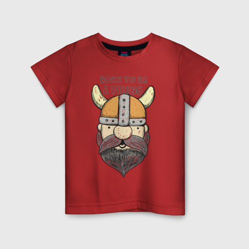 Детская футболка хлопок Викинг - born to be a viking, цвет красный