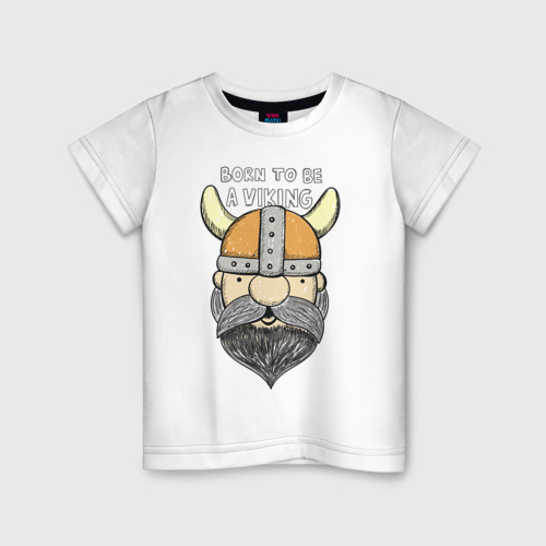 Детская футболка хлопок Викинг - born to be a viking, цвет белый