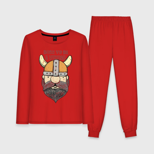 Женская пижама с лонгсливом хлопок Викинг - born to be a viking, цвет красный