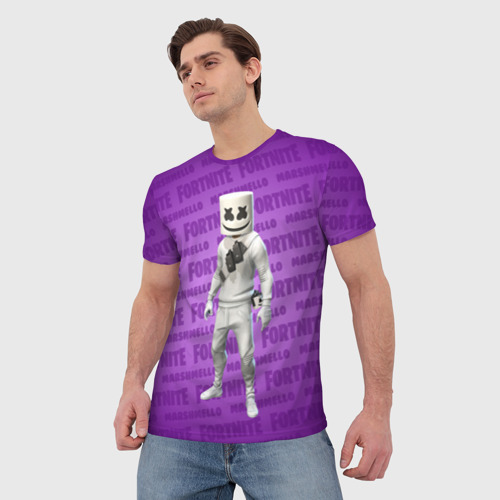 Мужская футболка 3D FORTNITE - MARSHMELLO, цвет 3D печать - фото 3