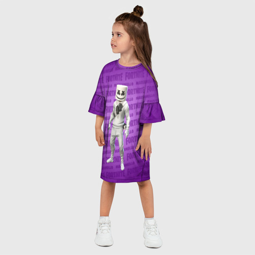 Детское платье 3D FORTNITE - MARSHMELLO, цвет 3D печать - фото 3