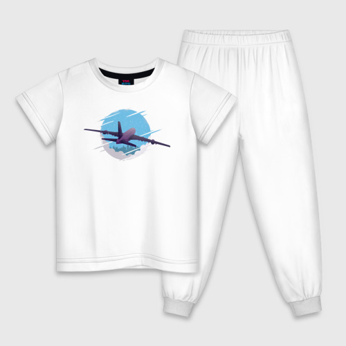 Детская пижама хлопок Самолет, цвет белый