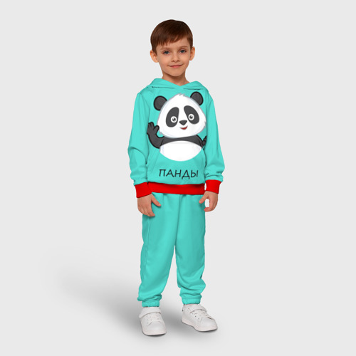 Детский костюм с толстовкой 3D Панда, цвет красный - фото 3