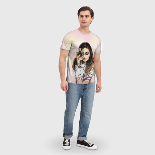 Мужская футболка 3D Девушка с бокалом вина - фото 5