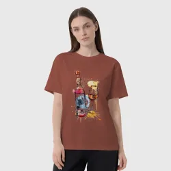 Женская футболка хлопок Oversize Винишко арт - фото 2