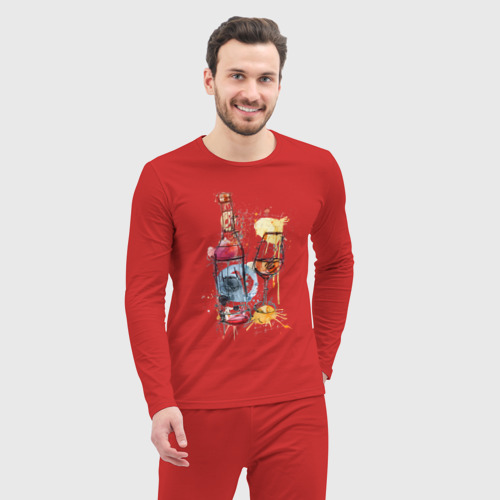 Мужская пижама с лонгсливом хлопок Винишко арт, цвет красный - фото 5
