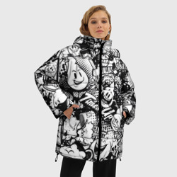 Женская зимняя куртка Oversize Черно-Белое Граффити - фото 2