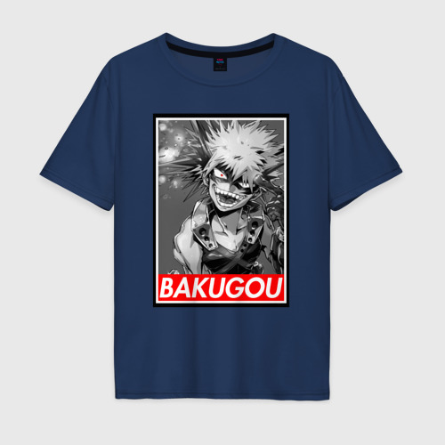 Мужская футболка хлопок Oversize с принтом BAKUGOU monochrome, вид спереди #2