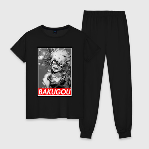 Женская пижама хлопок Bakugou monochrome, цвет черный